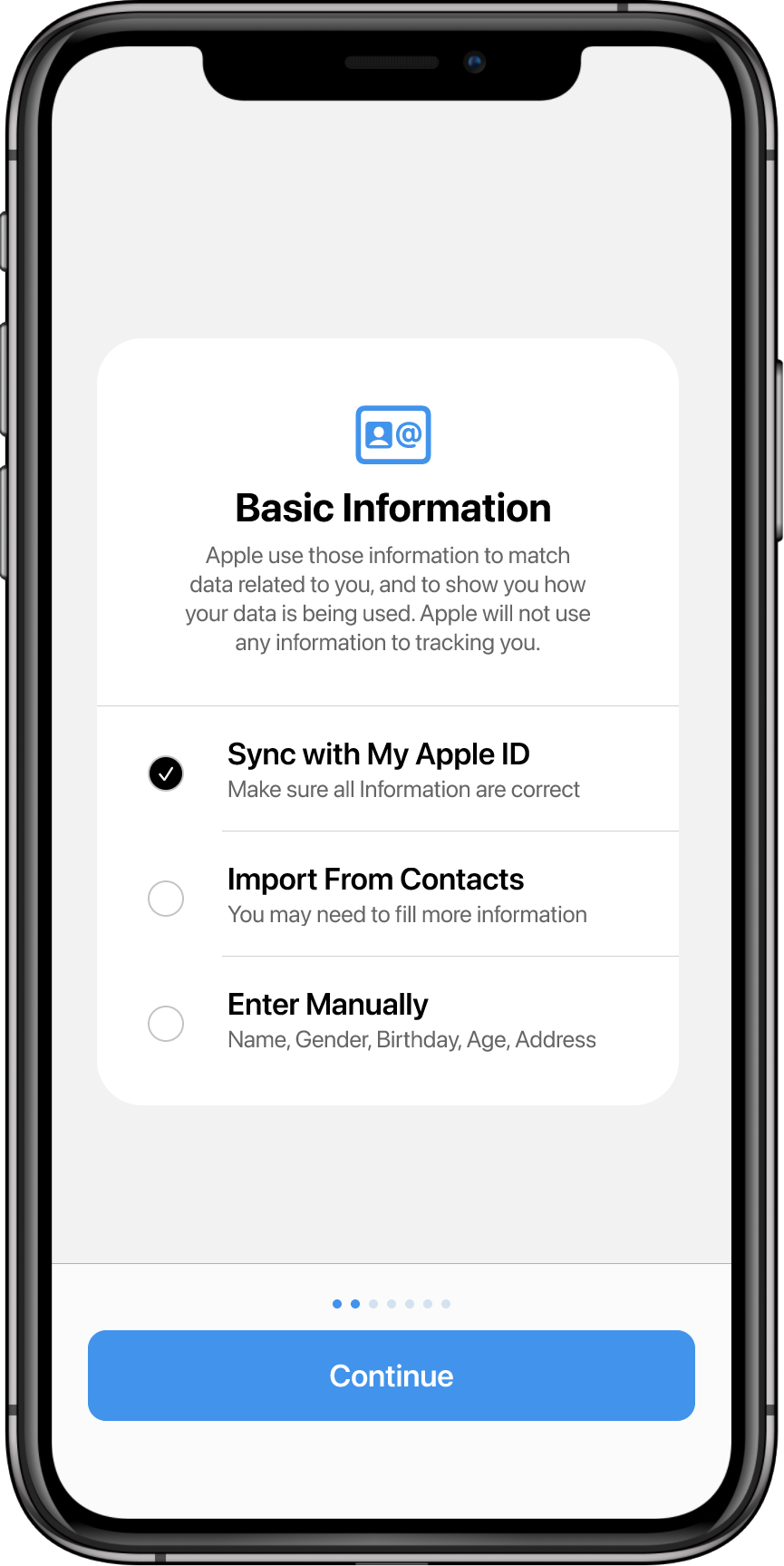 Onboading Basic Information Step